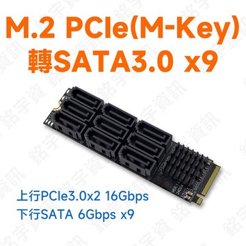 稀有物種 M.2 PCIe 轉 9 埠 SATA 3.0 擴充卡｜單晶片高效穩定