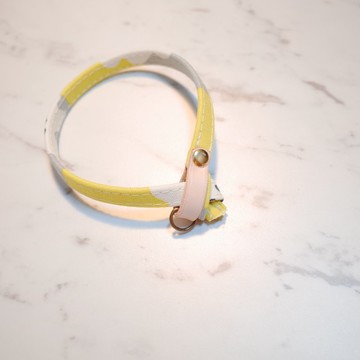 貓 項圈 檸檬黃 白花點點 可加購吊牌 附鈴鐺