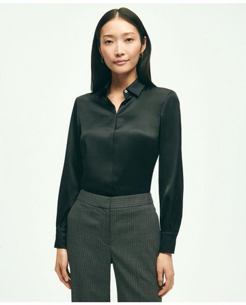 Brooks Brothers Women's Stretch Silk Blouse | Black | Size 12