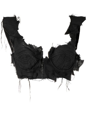 Natasha Zinko - frayed-detail bustier top - women - Hemp - S - Black
