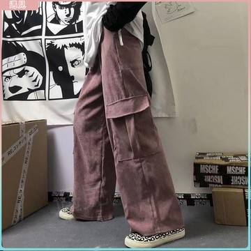 特價💖寬褲女秋冬ins原宿風寬鬆百搭燈芯絨直筒褲新款休閒工裝長褲子長褲女長褲女生褲子長褲女闊腿褲褲子女生褲子長褲女