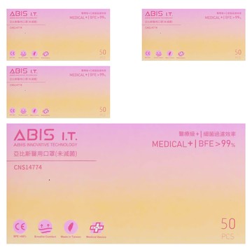 ABIS 成人平面醫用口罩  叛逆粉  4盒  50片