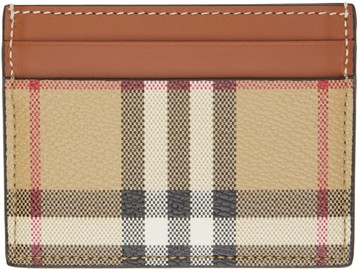 Burberry 驼色 & 棕色格纹卡包