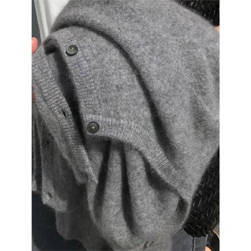 藏青色短款小個子針織外套開衫