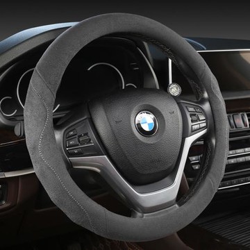 汽車翻毛皮方向盤套防滑透氣把套麂皮絨翻毛皮毛絨把套四季通用