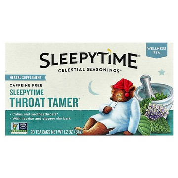 Celestial Seasonings, 健康茶，睡前喉部舒緩®，無咖啡萃取，20 茶包，1.2 盎司（34 克）