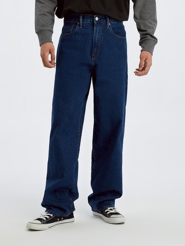 男裝 純棉直筒牛仔褲-深藍色