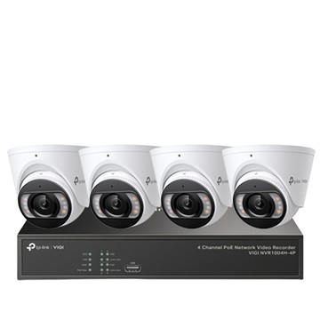 TP-Link 昌運監視器 組合 VIGI NVR1004H-4P 4路 PoE+ 網路主機+VIGI C455 VIGI 5MP 全彩半球型網路攝影機*4