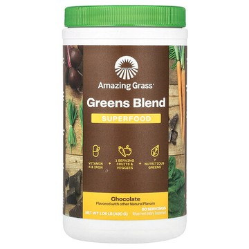 Amazing Grass, 綠色混合物，SuperFood，巧克力味，1.06 盎司（480 克）