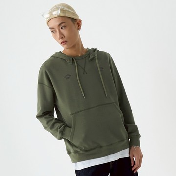 【ERSS】男裝 帽踢 帽t 長袖上衣 上衣 潮流 休閒 雙層 橄欖綠【K60355】