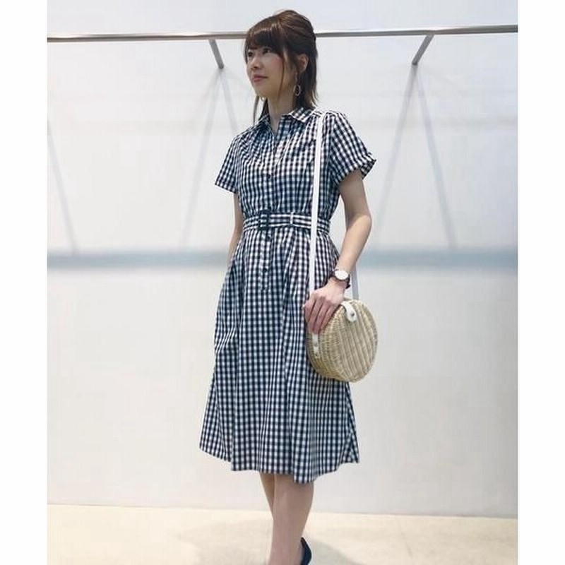Clear Impression クリアインプレッション エステネージュuvベルト付きシャツワンピース ギンガムチェック ストライプ 通販 Lineポイント最大0 5 Get Lineショッピング
