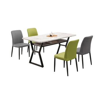 Homelike 喜家居仿石紋4尺餐桌椅組(一桌四椅)(2050)四灰椅