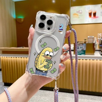 數錢小魚 四角防摔 無綫充電磁吸 iphone 18 17 16 15 14 13 12 11 手機殼 防摔