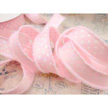 {布布村}22號 可愛點點毛絨邊 禮品緞帶 髮飾緞帶 25mm