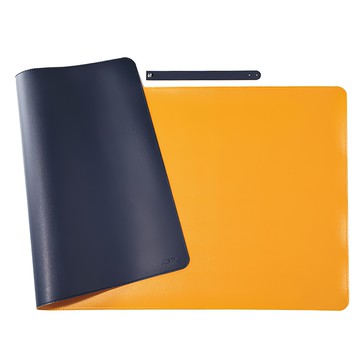 ABEL 力大牌 雙色PU皮質桌墊  60 x 40cm  蔚藍色 + 橘黃色