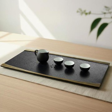 生活禪 玄武岩石茶盤-禪風無限(58x25x2.5cm) B21-001-1／台灣工藝