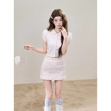 8593 用戶標註💝小香風約會穿搭時尚套裝女氣質翻領針織上衣女辣妹半身短裙兩件套AQRW