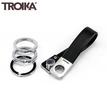 德國Red Dot紅點設計獎TROIKA創意三環旋轉鑰匙圈KRG649/LE(厚皮革+髮絲扣環)