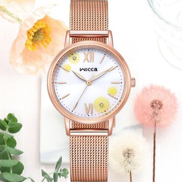 【CITIZEN 星辰】wicca 少女系列 花卉米蘭帶腕錶 (KP5-166-21R)