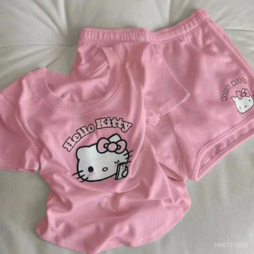 🌈臺灣出貨🌈 兩件套2025年新款HelloKitty套裝女可愛卡通印花短袖百搭單/套裝