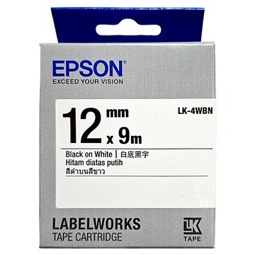 EPSON White白底Black黑字標籤帶  白底黑字  12mm  1個