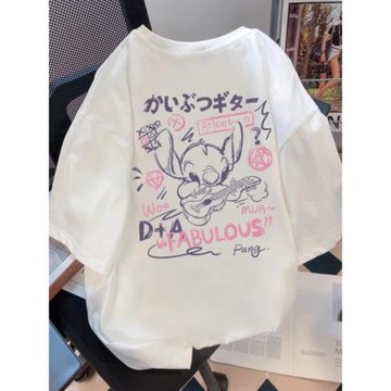 韓版獨特別致可愛史迪仔短袖t恤女夏季2025新款潮牌純棉百搭上衣