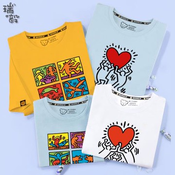 凱斯哈林美國涂鴉藝術家Keith Haring聯名短袖T恤衫男女兒童半袖