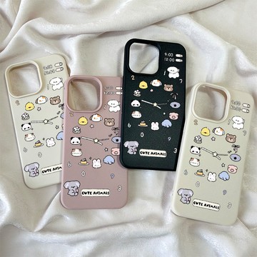 適用iPhone16 15Plus 14Pro 13 12皮革紋防摔殼簡約卡通風11 XR 8P 7P保護套
