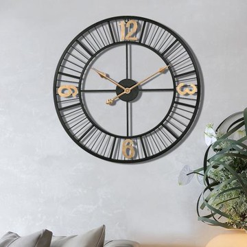 現代風臥室玄關鐵藝壁飾無痕鐘表 酒吧咖啡工業風復古裝飾品時鐘