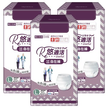 RelaCare 悠適活 貼身輕薄自在褲 日本製 300ml  臀圍75-100cm  20片  3包