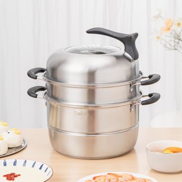 德鉑蒸鍋家用304不銹鋼加厚三層蒸籠蒸魚饅頭包子電磁爐煤氣通用
