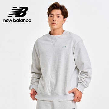 【New Balance】 NB 螺紋拼接棉質長袖上衣_男性_淺灰色_MT41506AHH