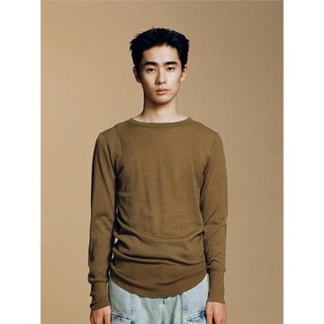 OPICLOTH(OPIC) 綿羊毛圓領套頭結構透氣打底堆疊感針織長袖T恤