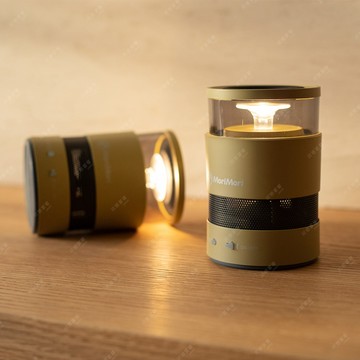 日本MoriMori LED W Speaker 戶外無線藍牙氛圍燈音響2入組 - 鎌倉灰