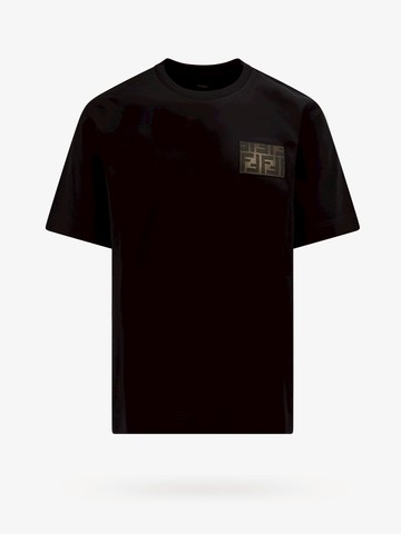 Cotton t-shirt with frontal ff patch - FENDI - gender_Man