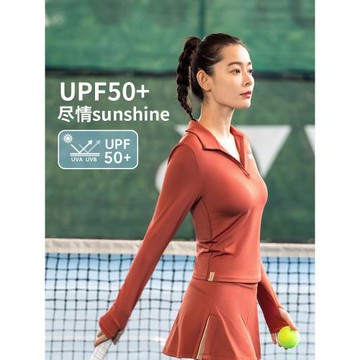 (免運)FIZZCOCO運動T恤女士長袖專業網球服羽毛球服健身上衣訓練打底衫