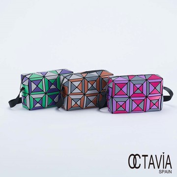 OCTAVIA 8 -  教堂彩窗 幾何三角立體四方斜背小包 - 塊紫綠