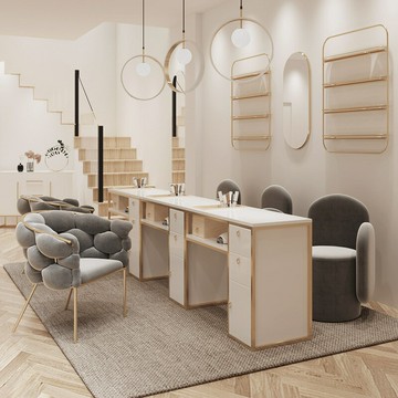 ??快速出貨 日式美甲桌椅套裝單雙人美甲臺現代簡約美甲桌特價經濟型