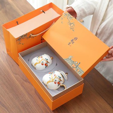 柿柿如意水杯茶水分離泡茶杯個人專用高檔好事發生禮盒茶具茶道杯