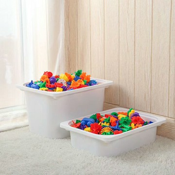 玩具收納架/收納箱 新款有蓋多色加厚塑料儲物筐無蓋疊加收納箱兒童玩具收納盒教具籃『XY21385』