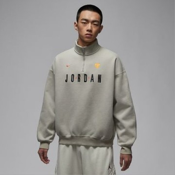 NIKE AS M J FLT GFX FLC QZ 男 長袖上衣 大學T 半開襟 灰-IF1817334