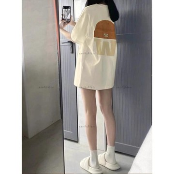 優質高品質 純棉T恤 韓系元氣少女上衣 可愛印花短袖 oversize寬鬆上衣美式復古上衣 下半身失蹤穿搭長版T恤