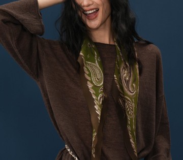 【佩斯利】法式復古/桑蠶絲/腰果花菱形巾