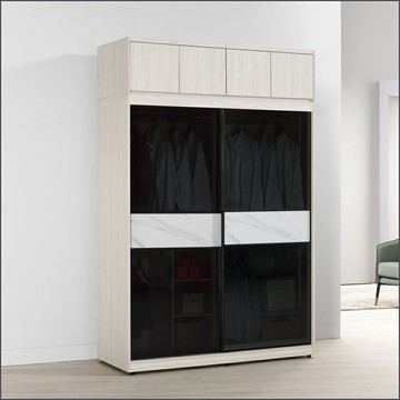 5尺被櫥式鋁框滑門衣櫥黑玻璃(衣櫥+被櫃)收納衣櫃 拉門衣櫥【149B10733】Leader傢居館149-A212+A214