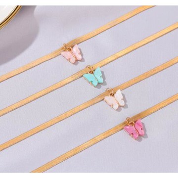 【RJ New York】甜美女孩多彩蝴蝶氣質項鍊(4色可選)