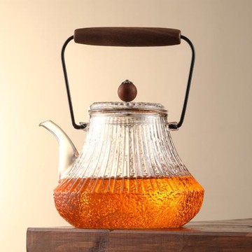 日式提梁茶壺蒸煮兩用高級電陶爐專用玻璃壺白茶煮茶器加厚耐高溫