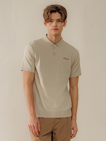 ATMS Logo Knit Polo Golf [Beige]