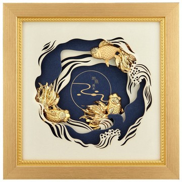 如魚得水金箔畫 | 升遷賀禮首選 高品味祝福藝術擺飾