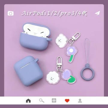 紫花朵適用airpods3保護套AirPods Pro蘋果藍牙耳機殼1/2代防摔套