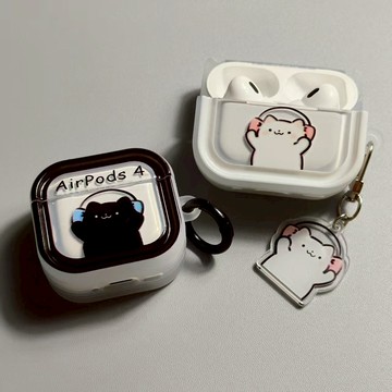 現貨隔日達⚡蘋果耳機保護殼 帶掛件 音樂耳機貓 硬殼 AirPods Pro 2/3/4代 矽膠 防摔 耳機殼 保護套
